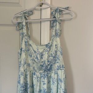NWT American Eagle Toile Floral Blue and White Dress with Tie Straps